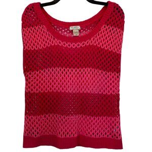 Pink Pink Stripe Crochet Top Size Large